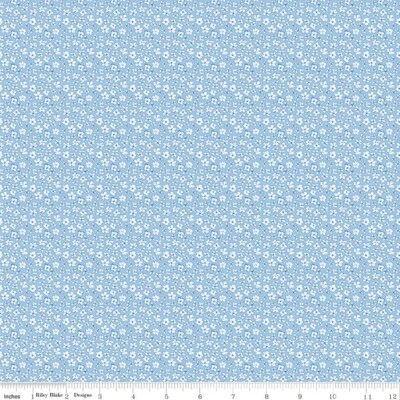 1/4 Yard 9x42 Riley Blake "Sunshine & Dewdrops" Ditzy Sky Blue Quilt Cotton