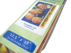 Life's A Breeze Outdoor Patio Happy Halloween Cat Pumpkin 12.5" X 18" Mini Flag - Picture 1 of 4