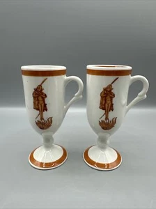 Flaming Devil Diablo Demitasse Espresso Cups Loubat Carr China New Orleans Set/2 - Picture 1 of 11