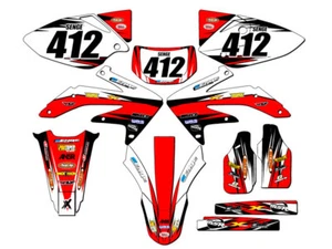 2005-2007 CRF 450 X VELOCITY Red Senge Graphics Kit Compatible with Honda - Foto 1 di 10