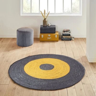 Rug 100% Natural Jute handmade reversible round rug Home Decor Modern area rugs - Image 1 of 4