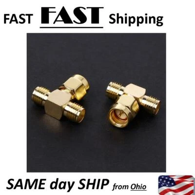 3 Way Splitter SMA Male to Two SMA Female Triple T RF Adapter Connector x1 - Image 1 of 2