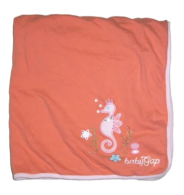 Manta Baby Gap Seahorse Coral Rosa Rayas 2005 Algodón Seguridad Lovey Foto 1 de 3