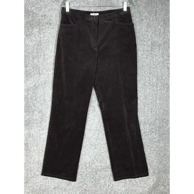 Orvis 灯芯绒牛仔裤女式 12 码棕色弹力高腰直筒口袋 — 第 1/4 张图片