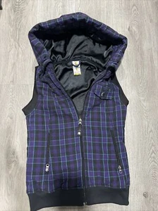 Burton Dryride Ho Chi Minh Small Purple Plaid Hooded Vest - Picture 1 of 4