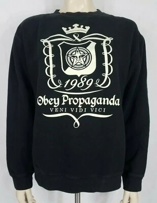 Obey Propaganda Negro Blanco Veni Vidi Vici Cuello Redondo Jersey Sudadera Mediana Foto 1 de 4