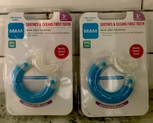 2 Pack! MAM Baby Toys, Teething Toys, Bite & Brush Teether, 3+ Months, Blue NIP - Picture 1 of 7