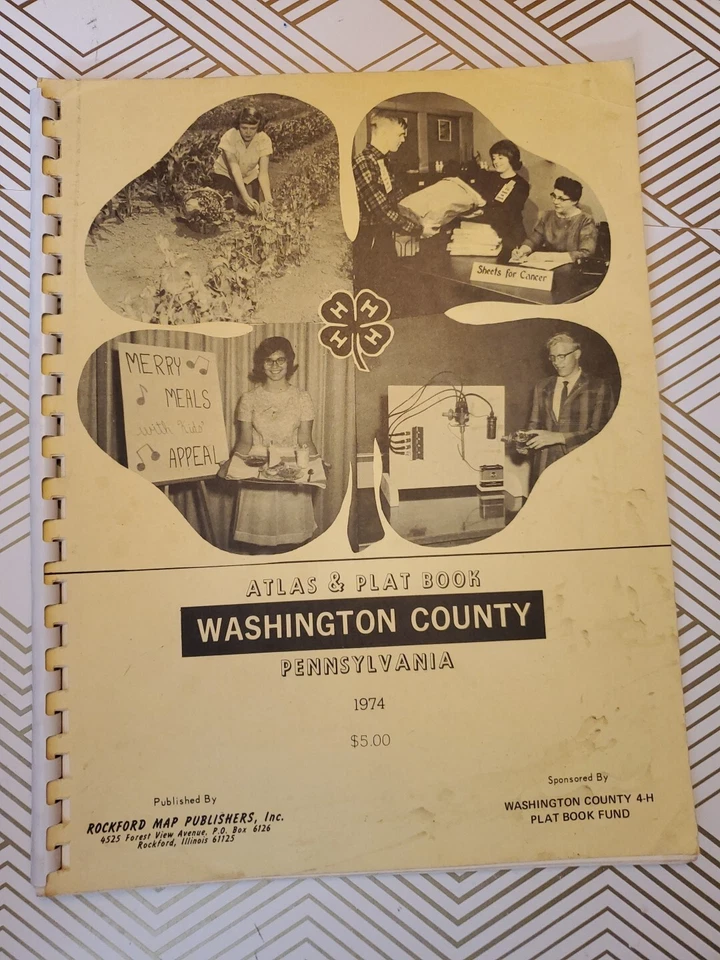 Libro Atlas y Plat 1974 del condado de Washington Pennsylvania de colección raro Foto 1 de 4
