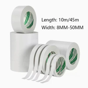 10m/45m Translucent Double Sided Sticky Tape Strong Craft DIY Adhesive Roll New - Picture 1 of 12