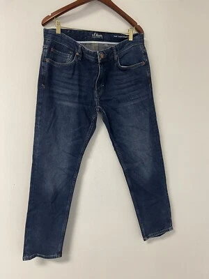 S.Oliver Jeans Mens 30x34 Straight Pants Denim Stretch Blue Cotton N22 - Imagem 1 de 4