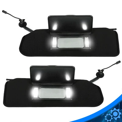 Pair Sun Visor Sun Shades Vanity Mirror Black For 97-04 Chevy Corvette C5 W/ LED - Image 1 of 4