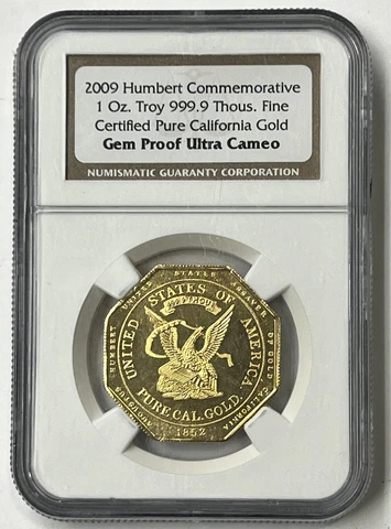 2009 Augustus Humbert $50 Gold Commemorative 1oz Restrike NGC Gem PR Ultra Cameo Cover