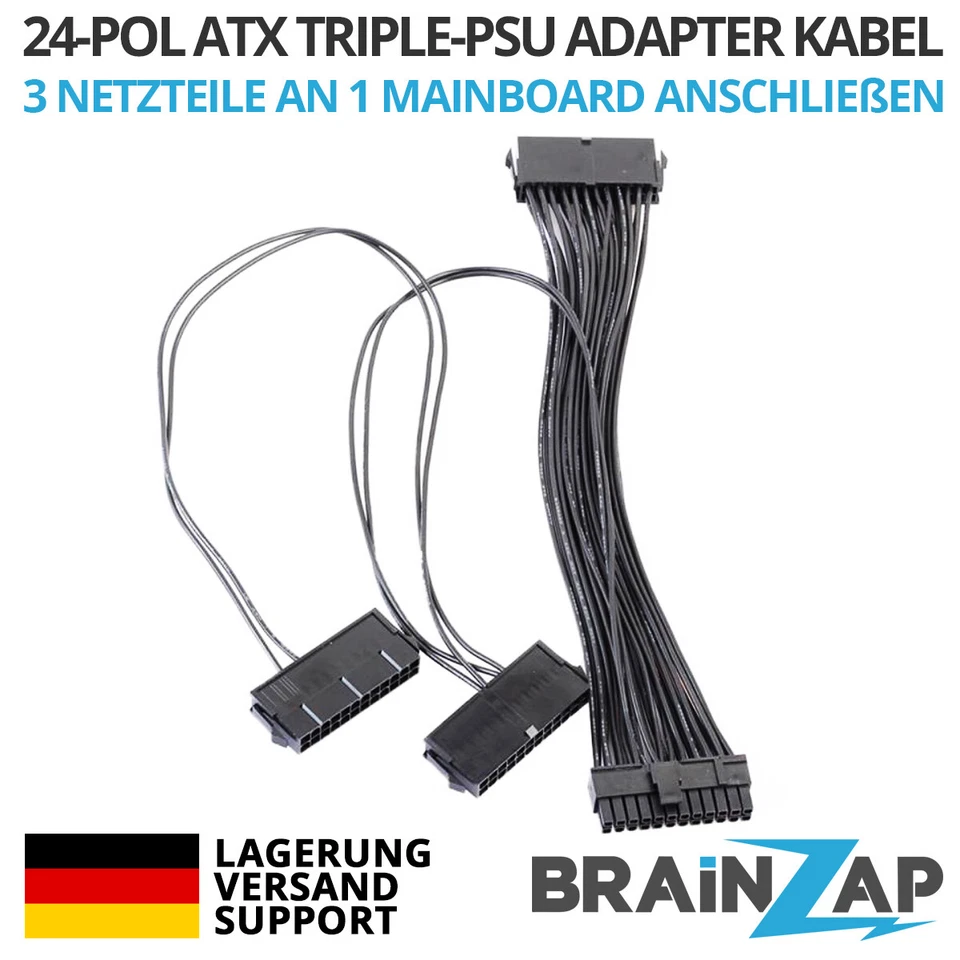 24-PIN Triple / 3x / Triple PSU Power Supply Adapter Splitter Cable 20+4 Pin 30cm - Image 1 of 1