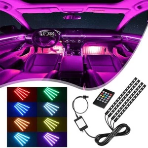 USB Car LED Interior Strip 5-12V 36 Lights Multi-color Kit Voice Light X4J0 - Picture 1 of 13
