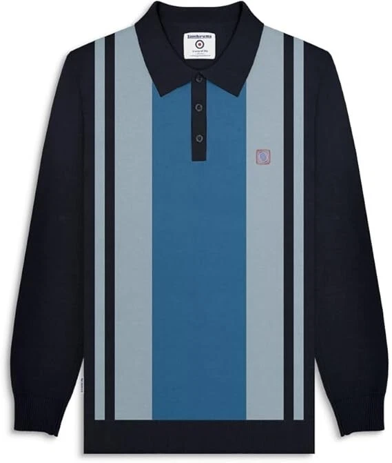 Lambretta Long Sleeved Vintage Polo Navy - Image 1 of 3