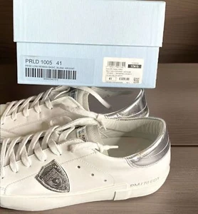 NEU Philippe Paris Modell 41 1005 Damen 10 Sneaker weiß silber Staubbeutel + Karte - Bild 1 von 10