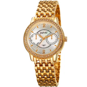 Women's August Steiner AS8228YG Diamond Dial Crystal Bezel Date Bracelet Watch - Picture 1 of 4
