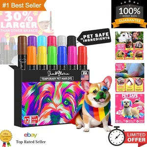 Non-Toxic Temporary Pet Hair Paint Pens - 12 Bright Colors for Any Occasion - Picture 1 of 9