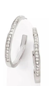 💎Touchstone Crystal Earrings Hoop Clear  1 1/4” Rhodium New Condition - Picture 1 of 5