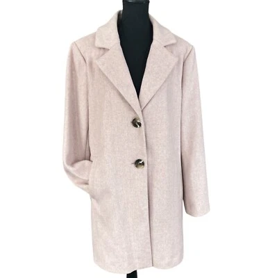 Abrigo de Vestido Rosa Largo Medio Liz Claiborne Coche Columpio Nuevo Sin Etiqueta Talla XL Lana Poliéster Foto 1 de 4