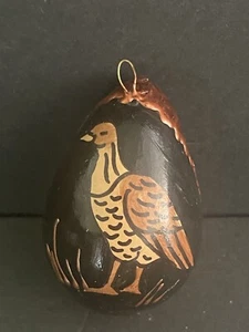 Handcrafted Ornament Egg Vtg. Decorative Carved Gourd Bird Folk Art Christmas - Picture 1 of 4
