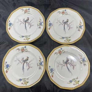 4 Salad Plates Theodore Haviland Limoges France Eden Bird Of Paradise 7.5 Inches - Picture 1 of 22