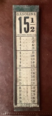 TEMPRANO Vintage Visible Bomba de Gas Números Precio Impuesto Precio Letrero Soporte E. E. ROGERS Foto 1 de 3