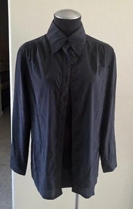 Vintage Damen B Altman & Co schwarz Polyester Knopfleiste Bluse Größe 16 - Bild 1 von 6