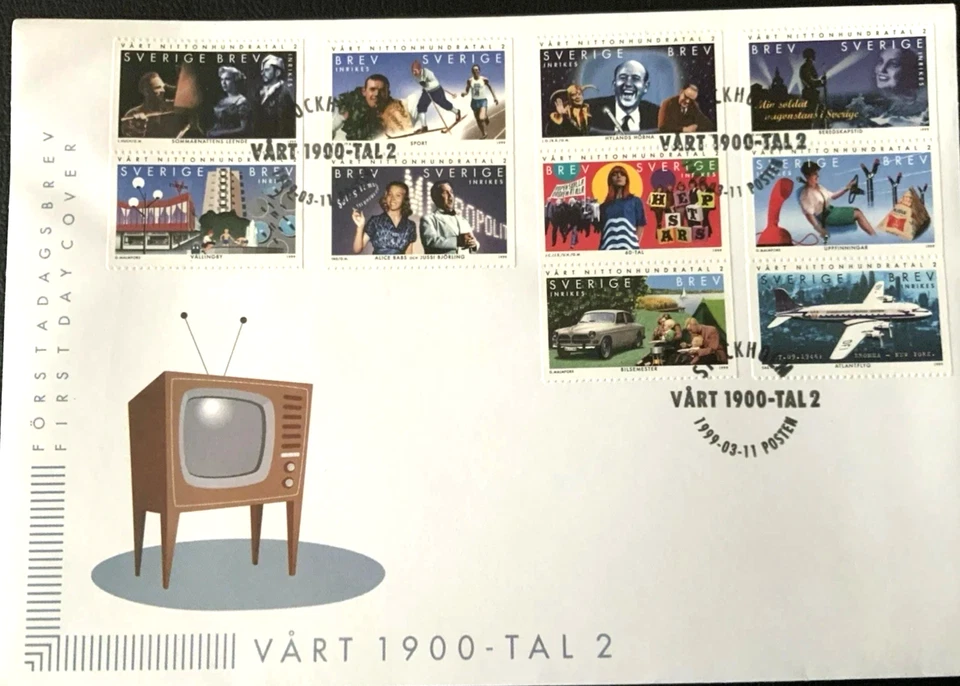 SWEDEN DEVELOPMENTS OF T1939-1969 MUSIC ART 10 STAMPS OFFICIAL CACHET FDC UNADDR - Image 1 of 1