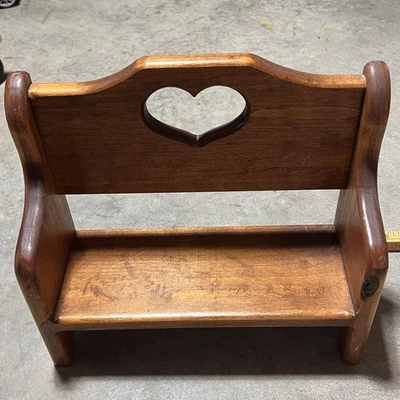Vintage Wood Bench/Chair Shelf with Heart Cutout - Perfect For Plant Or Dolls - Image 1 of 4