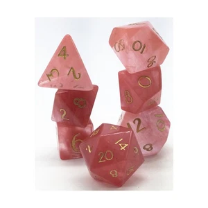 Level Up Di Semi Precious Stone D Poly Set - Watermelon Tourmaline w/Gold New - Picture 1 of 2