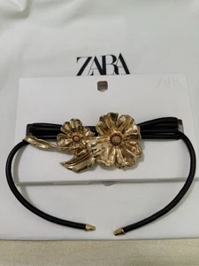 ZARA WOMAN FLOWER CORD BELT GOLDEN 4548/077/303 - Picture 1 of 4