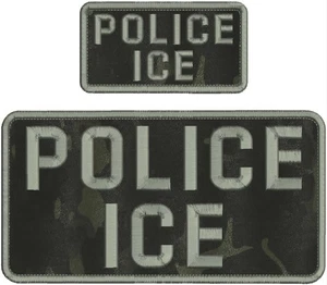 POLIZEI I C E STICKEREI PATCH 10X5 UND 5X2,5 HAKEN AUF RÜCKEN GRAU AUF BLK MULTICAM - Bild 1 von 2
