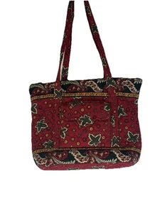 Vera Bradley Quilted Tote Bag & Cosmetic Pouch Set Red Floral Pattern - Picture 1 of 18
