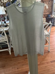 Camiseta sin mangas Susan Graver Style XL blanca metálica holgada para mujer - Imagen 1 de 6