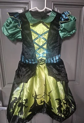 Nuevo Niños Niñas Edad 5-6 Fiesta Sincera BRUJA Halloween Disfraz Vestido y Sombrero Foto 1 de 4