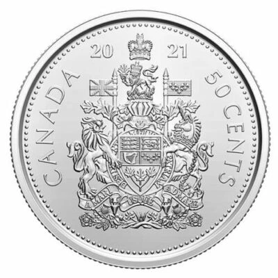 2021 Canada 50 cent Coat of arms logo regular obverse--- BU from roll - Image 1 of 2