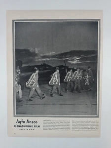1940s AGFA ANSCO Camera Film Paratrooper Patrol WWII Vintage B&W Poster Print Ad - Picture 1 of 1