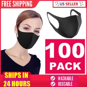 100-Pack Washable Reusable Breathable Black Mouth Cover Face Mask Unisex - Picture 1 of 4