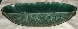 Huge 14" BRUSH McCoy USA #441 Dark Green Mottle Oval Console Bowl - Picture 1 of 5
