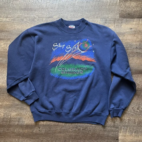 VTG 90's Mens L MLB Colorado Springs Sky Sox Vibrant Baseball Graphic Crewneck Cover