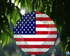 US Patriotic Flag 10inch Wind Spinner Birthday Christmas Freedom American V2 - Picture 1 of 4