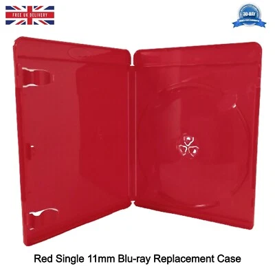 TTL MEDIA 4 x Red Single 11mm Blu-Ray Holding 1 Disc Spine Empty New Replacement Cases HQ