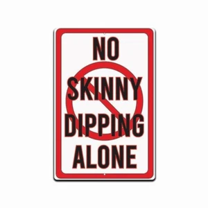 Pool Rules No Skinny Dipping Alone Metal Sign Funny Beach Tin Signs for Swimming - Picture 1 of 4