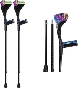 Forearm Crutches 10-Level Height Adjustable Walking Crutches 1 Pair 350LBS - Picture 1 of 4