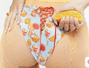 Bragas de bikini bayas corsé satinado cóctel cítricos azul bebé talla Lg - Imagen 1 de 9