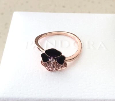 Pandora Deep Purple Pansy Flower Ring #180764C01 +HINGED BOX +POLISH CLOTH ~SIZE - Image 1 of 4