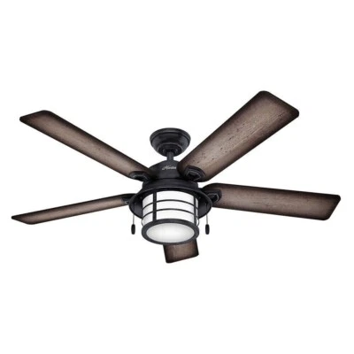 Hunter 59135 Key Biscayne Outdoor Fan with Light 54" Weathered Zinc - New - Image 1 of 4