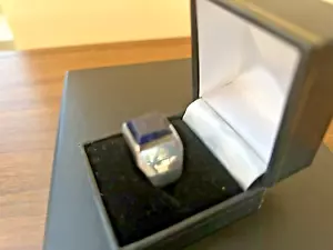 MEN'S RING STERLING SILVER w/LARGE BLUE LAPIZ - SIZE 9.5 - Picture 1 of 5