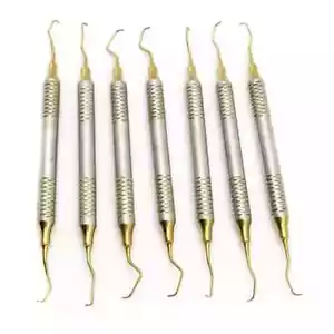 Set Of 7 Gracey Curette Periodontal Hollow Handle Gold Surgical Scaler Dental - Picture 1 of 6